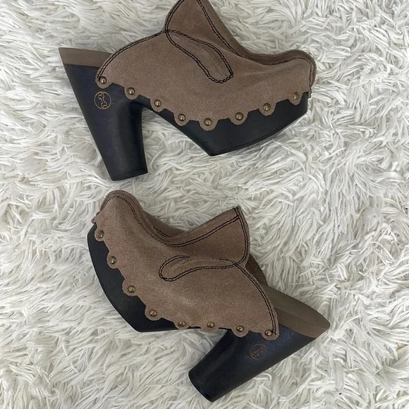 Flogg Suede Platforms Clogs Mules Size 8 - Picture 2 of 5